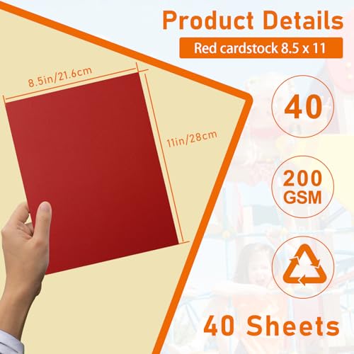 40 Sheets Dark Red Cardstock 8.5 x 11 Crafting Paper 75lb (40 Count)
