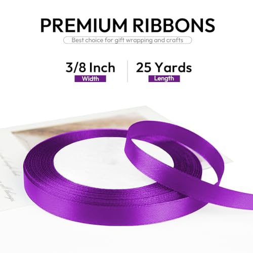 3 8 Inch 25 Yards Satin Ribbon Purple