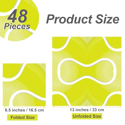 48 Pieces Tennis Paper Napkins Disposable Tennis Party Napkins Tennis Ball Sports Napkins Tennis Cocktail Dinner Napkin Set 13" x 13" Unfolded Tennis Tableware Napkins for Sports Party Supplies (48 Count)