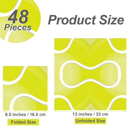 48 Pieces Tennis Paper Napkins Disposable Tennis Party Napkins Tennis Ball Sports Napkins Tennis Cocktail Dinner Napkin Set 13" x 13" Unfolded Tennis Tableware Napkins for Sports Party Supplies (48 Count)