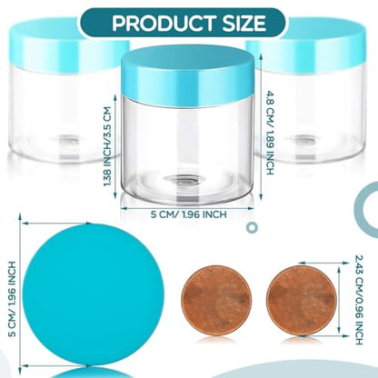 36 Pieces 2 oz Plastic Jars with Lids Wide Mouth Airtight Reusable Container Acrylic Cosmetic Small Jars for Lotions Ointments Travel Toiletries Creams Make up Storage (36 Count)