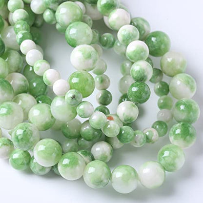 32pcs 12mm Natural Green White Persian Jade Stone Round Beads for Jewelry Making Loose Spacer Beads DIY Bracelets Necklaces 15"