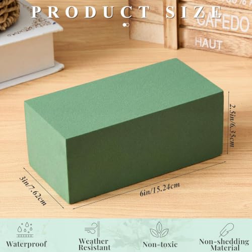 8 Pcs Green Reusable Floral Foam Blocks Water Weather Resistant Dry Floral Foam for Artificial Flower Arrangements Outdoor Hanging Florist Plant Bases for DIY Wedding