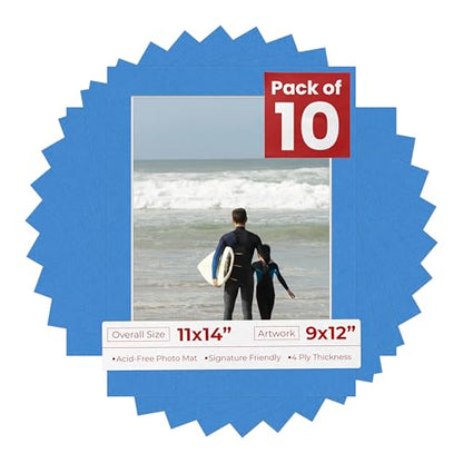 Pack of Ten Acid Free 11x14 Mats Bevel Cut for 9x12 Photos (10 Count)