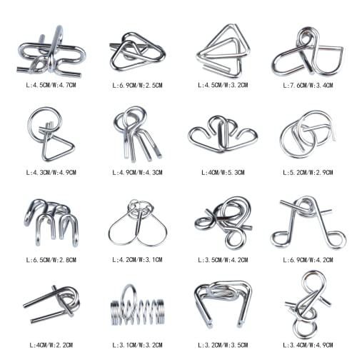 Brain Teaser Puzzle Wooden Threading Rope Loop Puzzle Luban Lock Brain Teaser Game Adult Kids Toy Puzzles for Adults (4 Count)