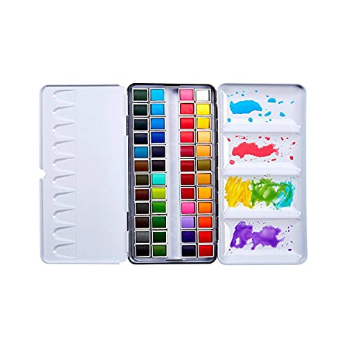 PRO Artist Tin Box with Water Brush Watercolor Half (48 Count)