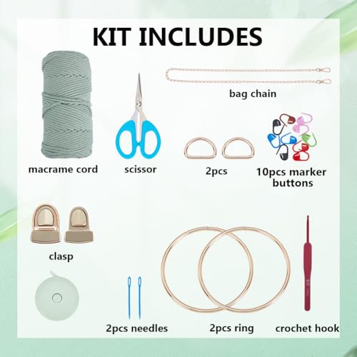 Macrame Bags for Women Macrame Purses and Handbags Macrame Kit for Beginners DIY Macrame Purse Kit with D Shaped Handle Hobbies Project for Starter Boho Gift for Friends