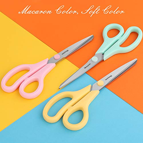 8.5" All Purpose Yellow Pink Teal Scissors for School Office Teacher (3 Count)