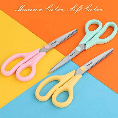 8.5" All Purpose Yellow Pink Teal Scissors for School Office Teacher (3 Count)