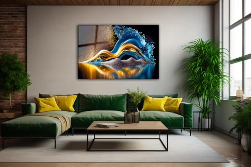 Colorful Abstract Printed Tempered Glass Wall Art Painting for Living Room