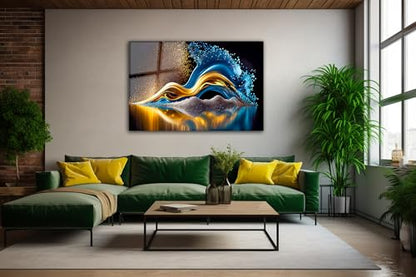 Colorful Abstract Printed Tempered Glass Wall Art Painting for Living Room