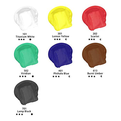 7 Colors Acrylic Paint 6x60ml & 1x120ml Titanium White Tube