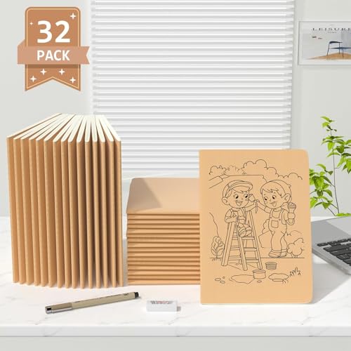 32 Pack Blank Notebook Journals Bulk