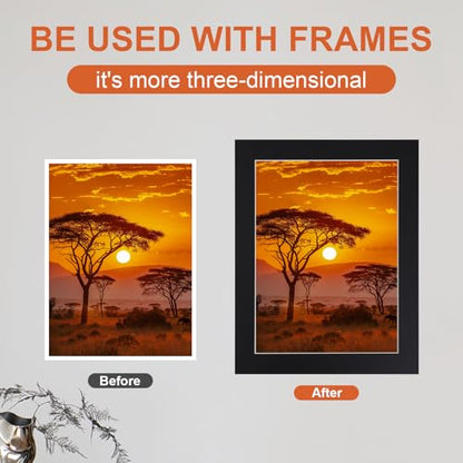 10 Pack Acid Free Black 11x14 Picture Frame Mats for 9x12