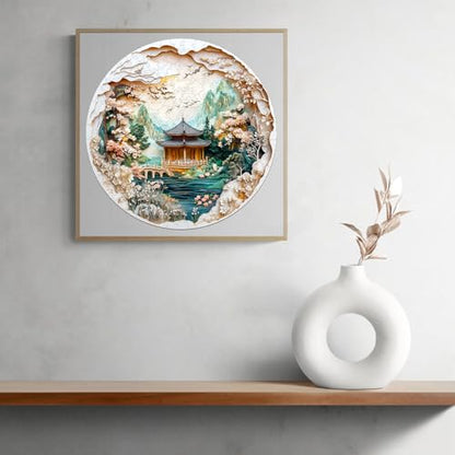Wooden Puzzles Adults Chinese Landscape Jigsaw 11.4 * 11.4 in