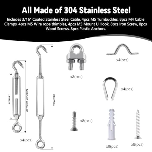 3 16" Sunshade Sail Hardware Kit (100 Foot)