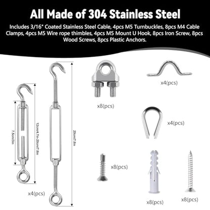 3 16" Sunshade Sail Hardware Kit (100 Foot)