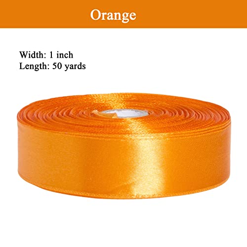 1 Inch Orange Solid Satin Ribbon for Gift Wrapping