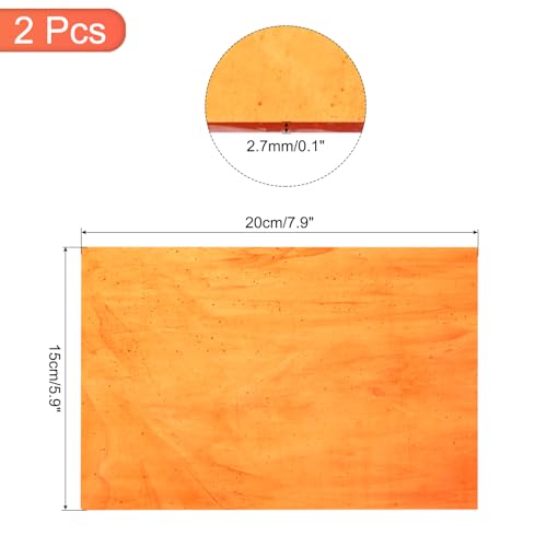 2 Pcs Stained Glass Sheet Mosaic Tile 7.9 Inch x 5.9 Inch Orange Stained Glass Sheets for Crafts DIY Art Project