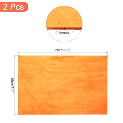2 Pcs Stained Glass Sheet Mosaic Tile 7.9 Inch x 5.9 Inch Orange Stained Glass Sheets for Crafts DIY Art Project