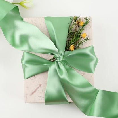 Sage Green Satin Ribbon 4 Inch x 10 Yards Double Faced