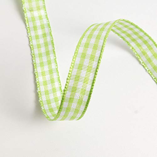 Apple Green Gingham Plaid Checked Ribbon 25 Yard Each Roll 100% Polyester