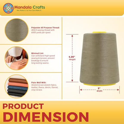 40S 2 Beige Polyester 4 Pack of Serger Threads Cones (72000 Foot)