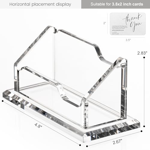 Acrylic Card Holder Clear Horizontal Business Card Organizer Stand for Desk 1 Slots Business Cards Stand for Women and Men