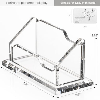 Acrylic Card Holder Clear Horizontal Business Card Organizer Stand for Desk 1 Slots Business Cards Stand for Women and Men
