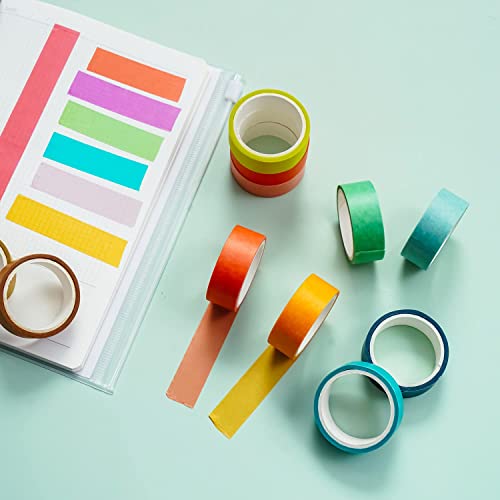 60 Rolls Washi Tape Set 15mm Wide Rainbow Colored Painters Masking Tape Supplies Writable Cute Colorful Decorative Craft Tape for Scrapbook DIY (9 Count)