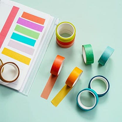 60 Rolls Washi Tape Set 15mm Wide Rainbow Colored Painters Masking Tape Supplies Writable Cute Colorful Decorative Craft Tape for Scrapbook DIY (9 Count)