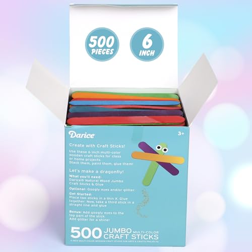 500 Colored Pcs Popsicle Sticks for Crafts (500 Count)