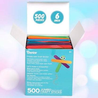 500 Colored Pcs Popsicle Sticks for Crafts (500 Count)