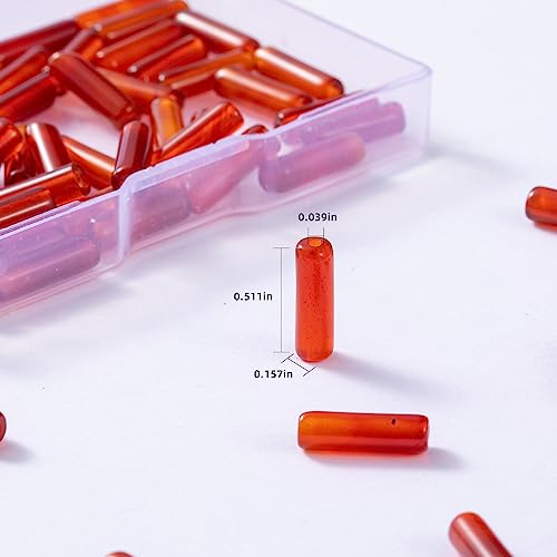 Natural Red Agate Cylinder Tube Beads 4x13mm 38cm (28 Count)