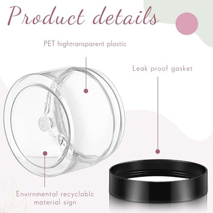 36 Pieces 4 oz Plastic Jars with Lids Wide Mouth Airtight Reusable Container Acrylic Cosmetic Small Jars for Lotions Ointments Travel Toiletries Creams Make up Storage
