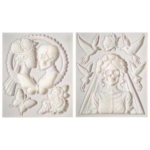 Skeleton Bride and Groom Clay Molds for Crafts (2 Count)