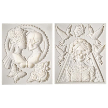 Skeleton Bride and Groom Clay Molds for Crafts (2 Count)