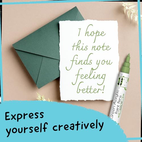 4 Acrylic Dual Tip Green Paint Pen Metallic for Wood