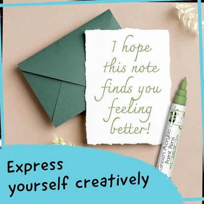 4 Acrylic Dual Tip Green Paint Pen Metallic for Wood