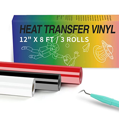 HTV Vinyl Rolls Black White and Red Heat Transfer Vinyl