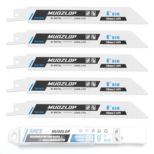 5Pack 6inch 14TPI Metal Reciprocating Saw Blades Set (5 Count)