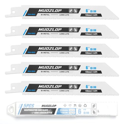 5Pack 6inch 14TPI Metal Reciprocating Saw Blades Set (5 Count)