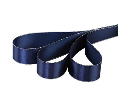 1" Inch Double Faced Satin Ribbon 25 Yards with Silver Edges