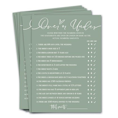 Bridal Shower Games Cards