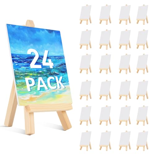 24 Pcs 5 Inch Mini Wood Display Easel (24 Count)