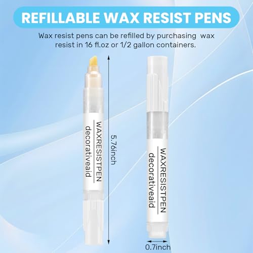 2 Set Wax Resist Pens for Pottery Glaze Refillable Ceramic Pens for Decorating Under Pottery Bisque Not Contain Wax