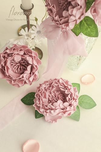 Artificial Flowers 16pcs 4" Dusty Rose Blooming Peonies Real Looking Foam Fake Peony with Stems for DIY Wedding Bouquets Bridal Shower Centerpieces Floral Arrangements Party Tables Decorations (16 Count)