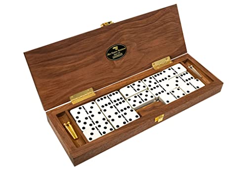 Alex Cramer Le Club Luxury Domino Set with Handcrafted Walnut Case and Cribbage