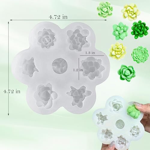 7 Cavity Succulent Silicone Mold for Candle Making