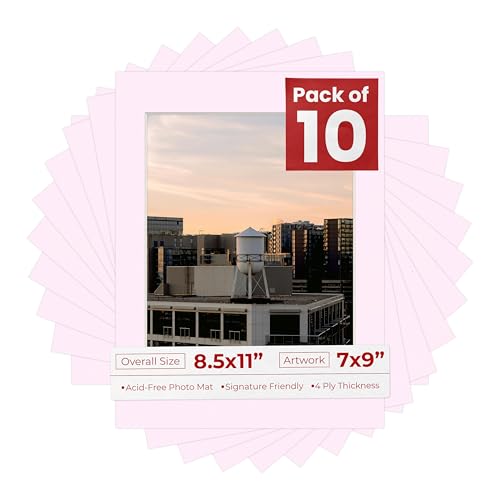 Pack of Ten Acid Free 8.5x11 Mats Bevel Cut for 7x9 Photos (10 Count)